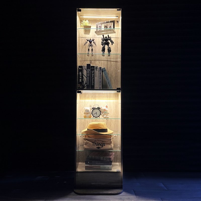 【微慢】磁吸LED灯玻璃收纳展示柜 柜子 书柜 公仔柜 玻璃柜 - 收纳用品 - 其他材质 黑色