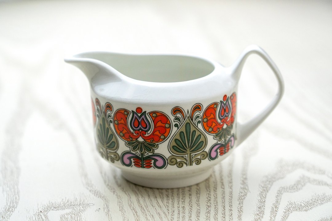 西班牙制 PONTESA 普普风陶瓷奶壶 中古品 台湾包邮 - 茶具/茶杯 - 瓷 白色