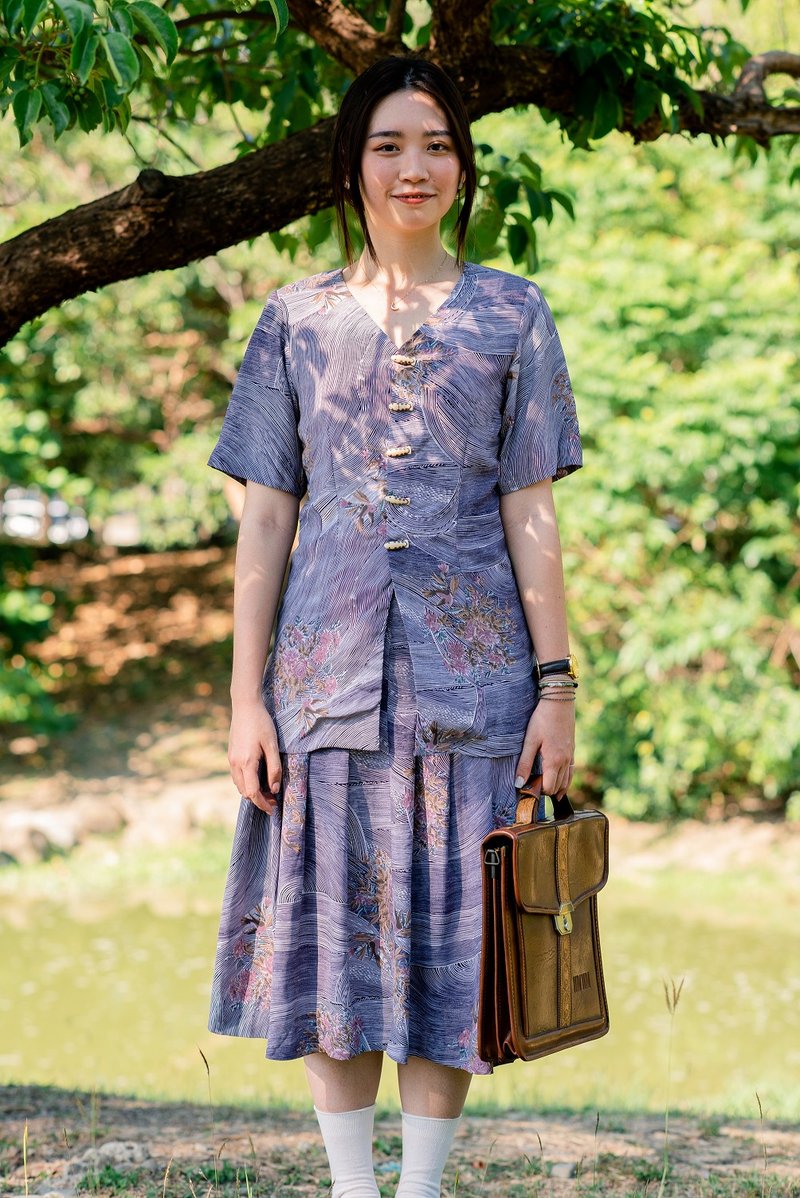 Vintage 紫色鱼钮扣套装 - 女装上衣 - 其他材质 