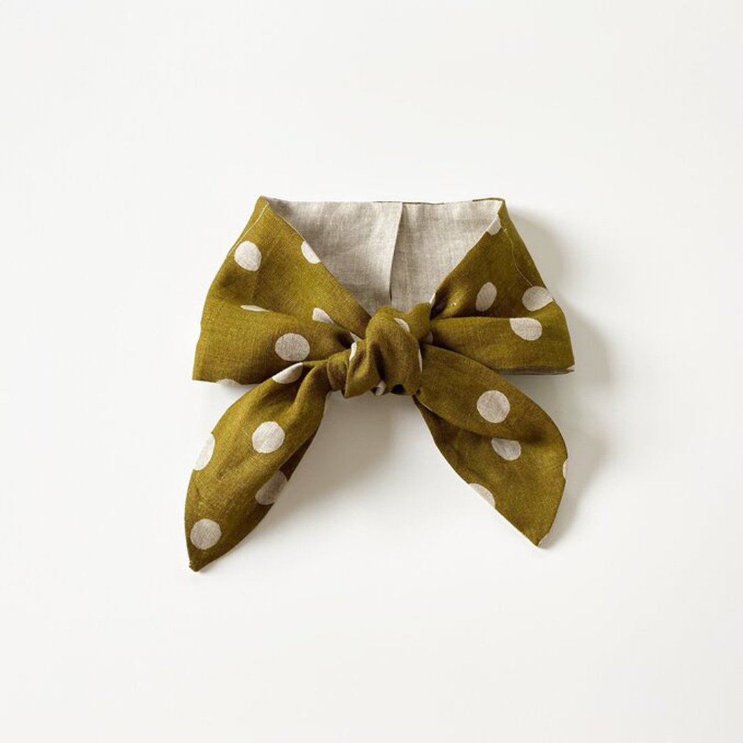 100% Linen Scarf that can be used in various ways Recommended for heat stroke and air conditioning measures 100% Linen Neck cooler Hair band Natural material Mustard color - 丝巾 - 棉 卡其色
