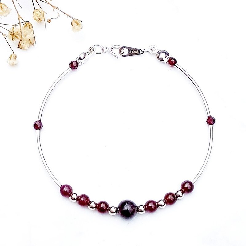 <星期幸运守护-星期二>石榴石 925纯银手链 Tuesday Week  - 手链/手环 - 水晶 红色