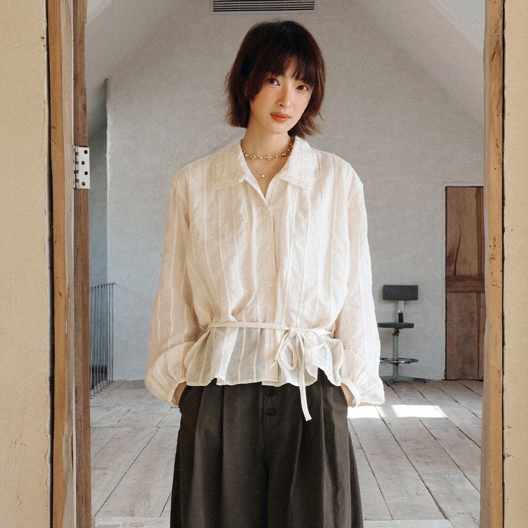 条纹提花衬衫 | 衬衫 | 春款|Sora-2053 - 女装衬衫 - 棉 