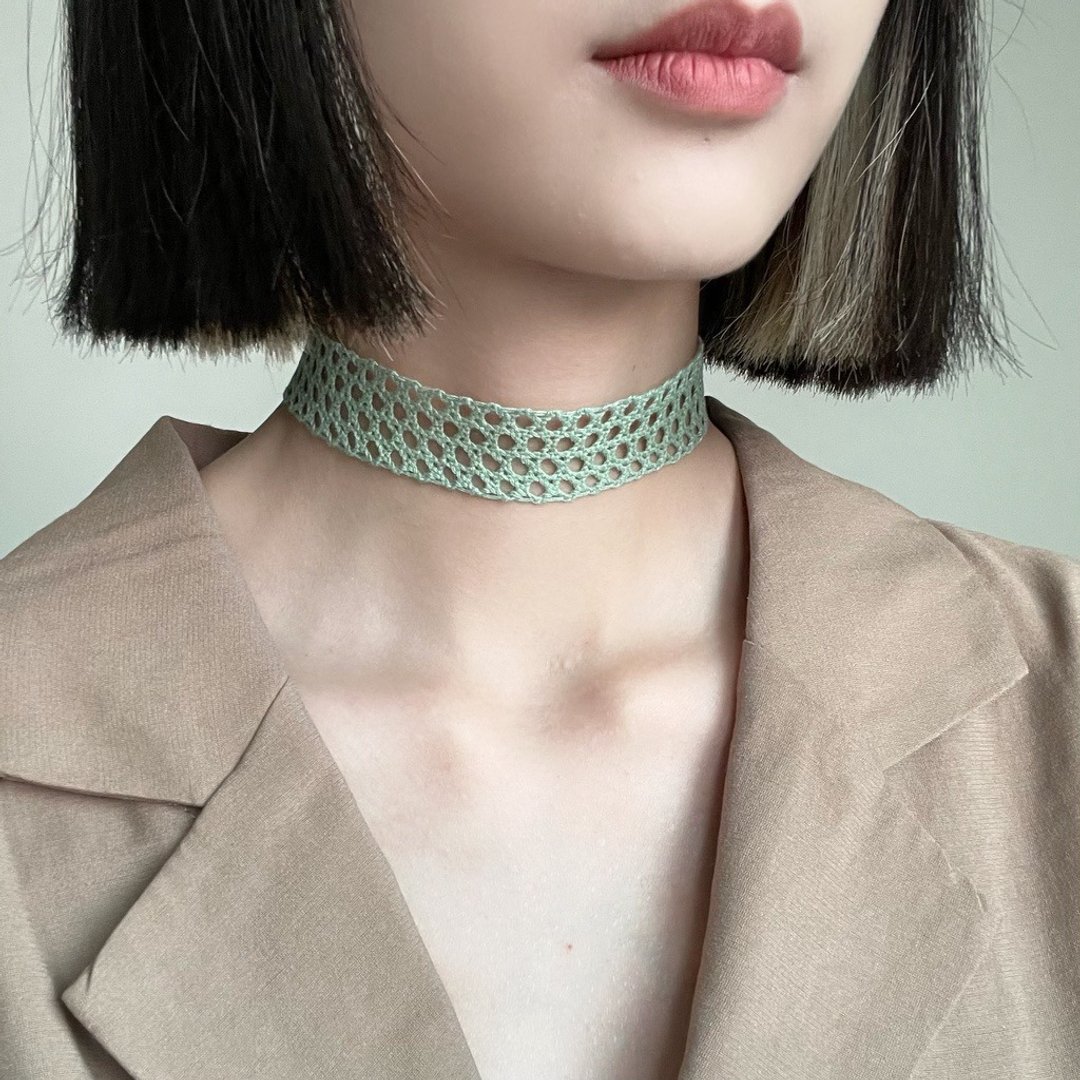 fillings 橄榄绿蜂巢颈链 - 颈链 - 棉．麻 绿色