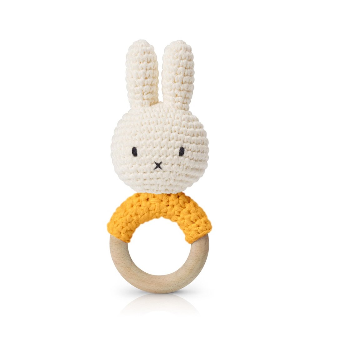 荷兰Miffy米飞兔【miffy木环摇铃 黄】手工纯棉宝宝摇铃安抚玩具 - 玩具/玩偶 - 棉．麻 黄色