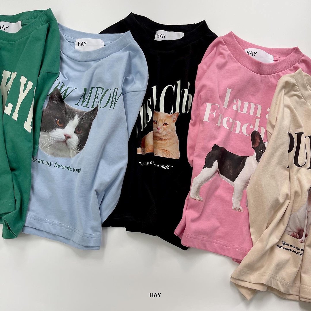 上衣 HAY：BROOKLYN / Meow / British Club / I am a Frenchie! / Puppies - Crop - 女装上衣 - 棉 