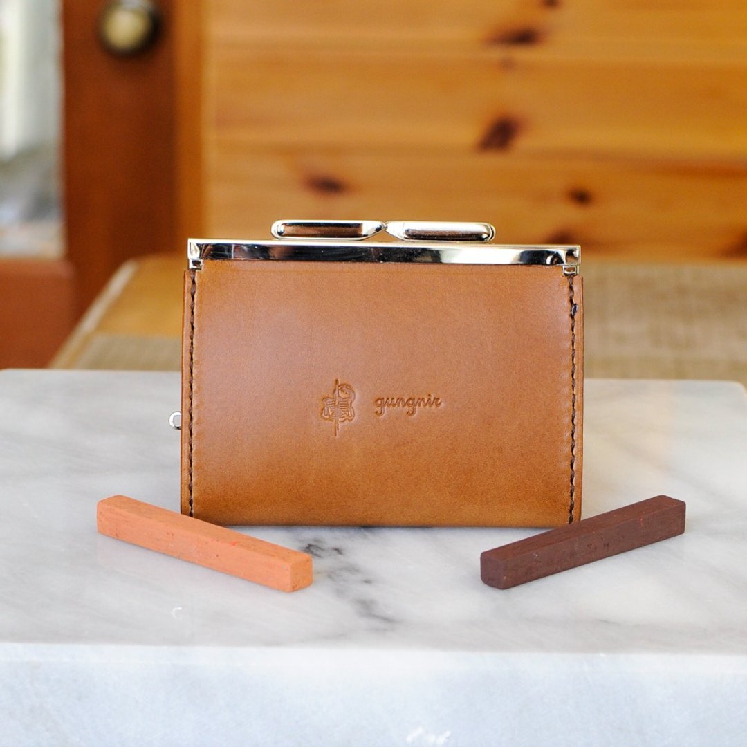 Gamaguchi Coin Case No.9 Buttero - 零钱包 - 真皮 咖啡色
