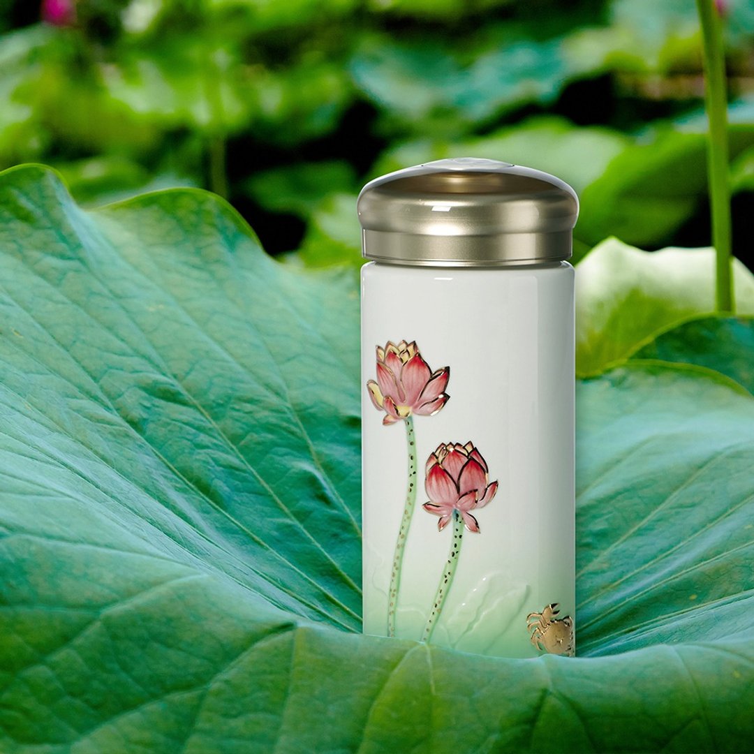 和谐随身杯 / 双层 / 果绿彩金 / 350ml - 水瓶/水壶 - 瓷 