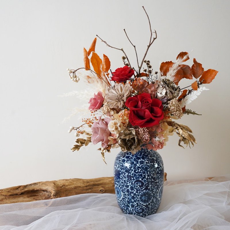 【竒花】古典青花瓷不凋干燥花瓶 生日礼物 开幕盆 新居落成 - 画框/相框 - 植物．花 