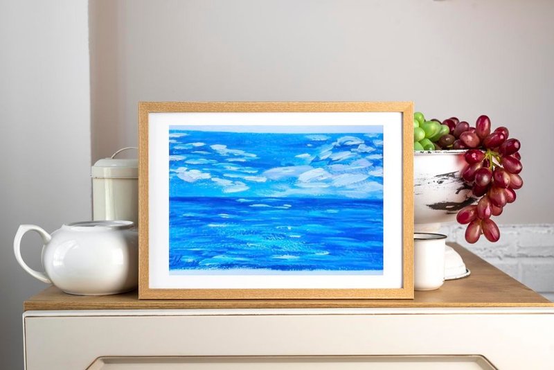 海景日落艺术画，现代印象派画作，艺术，海景 - 墙贴/壁贴 - 纸 多色