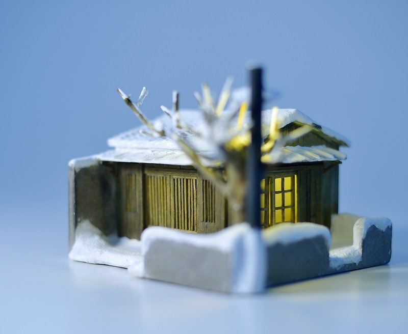 水泥老屋创作--日式庭院雪景老屋 - 摆饰 - 水泥 