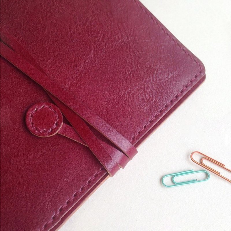 翡冷翠 A6 六孔活页本皮革书衣 /手帐-酒红色 定制化礼物 - 笔记本/手帐 - 真皮 红色