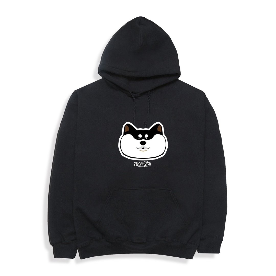 Shiba Inu Hoodie 小饭团 麻吉柴 内磨毛 暴饮暴食麻吉柴暖暖帽T - 中性连帽卫衣/T 恤 - 棉 黑色