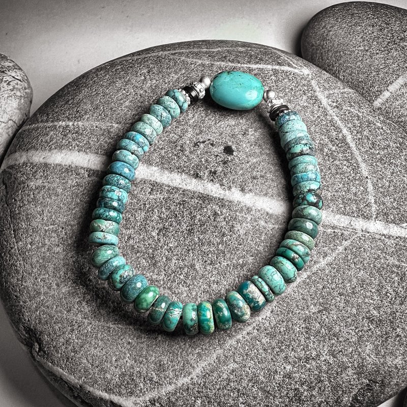 绿松石 椰壳 银制手串 - 手链/手环 - 半宝石 