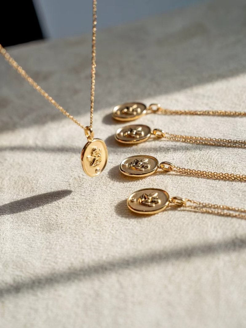 【守护】 18k金链 小天使 闪钻 - 项链 - 贵金属 