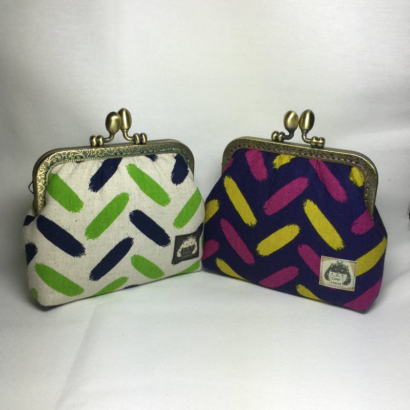 口金包+水彩笔触+两色 - 零钱包 - 其他材质 多色