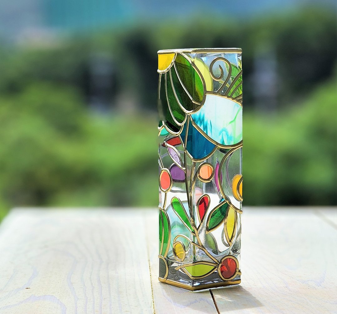 Glass Art  Single-flowered vase　  Tinkerbell2 - 花瓶/陶器 - 玻璃 多色