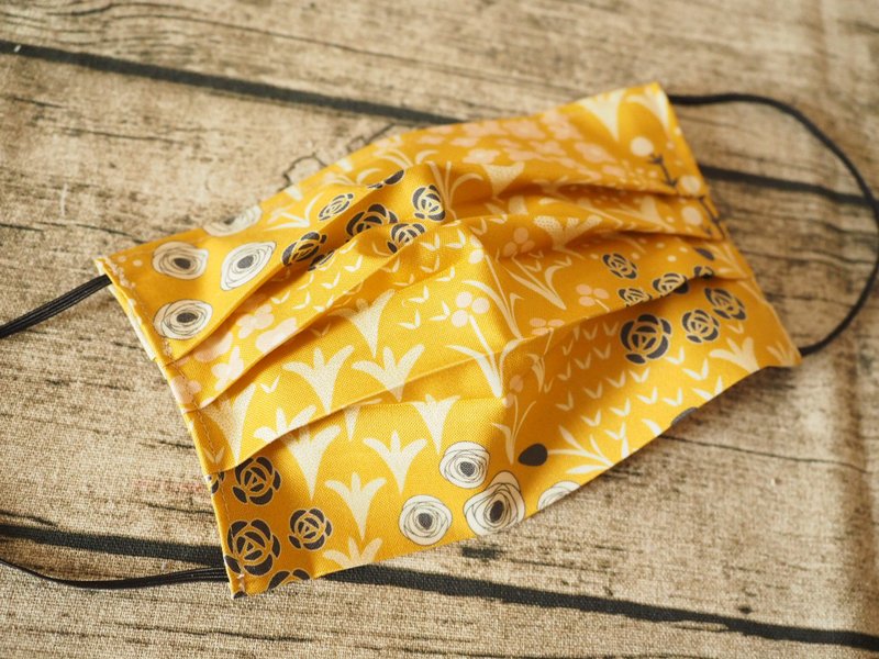 英国制作 环保可洗 姜黄小白花棉布口罩 可放入滤芯或即弃口罩 - 口罩 - 棉．麻 橘色