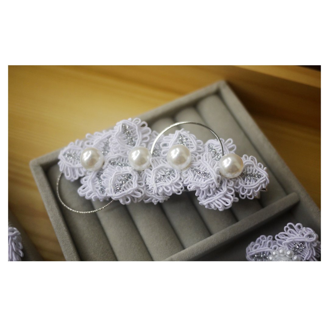 冰雪白无垢-发饰 | 细工发夹 | 婚纱饰品 | 鸭嘴夹 | hair clip - 发饰 - 其他材质 白色