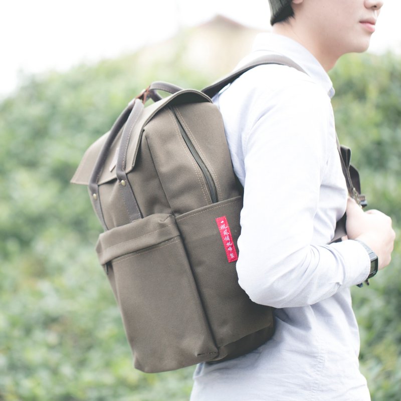 重磅帆布袋盖后背包 - 订制 - 后背包/双肩包 - 棉．麻 多色