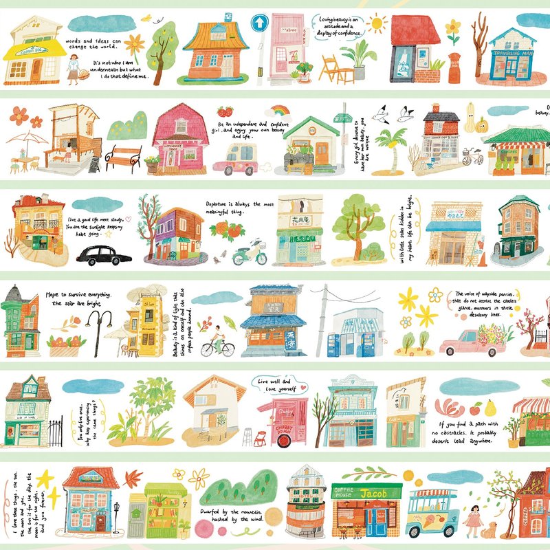 【膠帶】我的街區 PET 和紙膠帶 9米卷 (kiss-cut) - 纸胶带 - 纸 多色