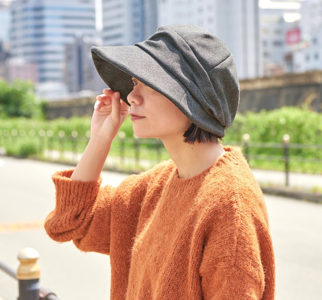 质感西装布 有机棉内衬抗UV报童遮阳帽 - 帽子 - 棉 灰色