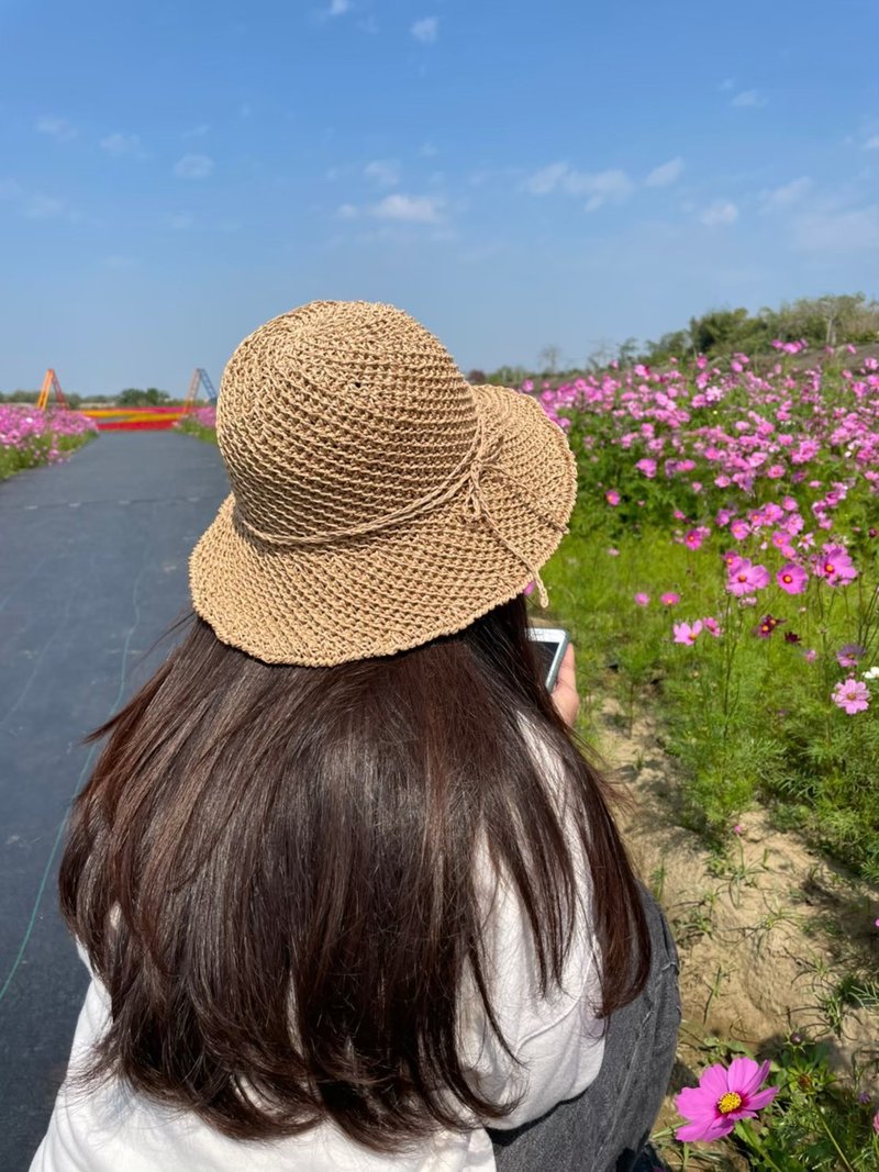 夏天爱上斜纹帽系列。。宽帽檐斜纹。麦色。 外出遮阳帽。草帽 - 帽子 - 纸 