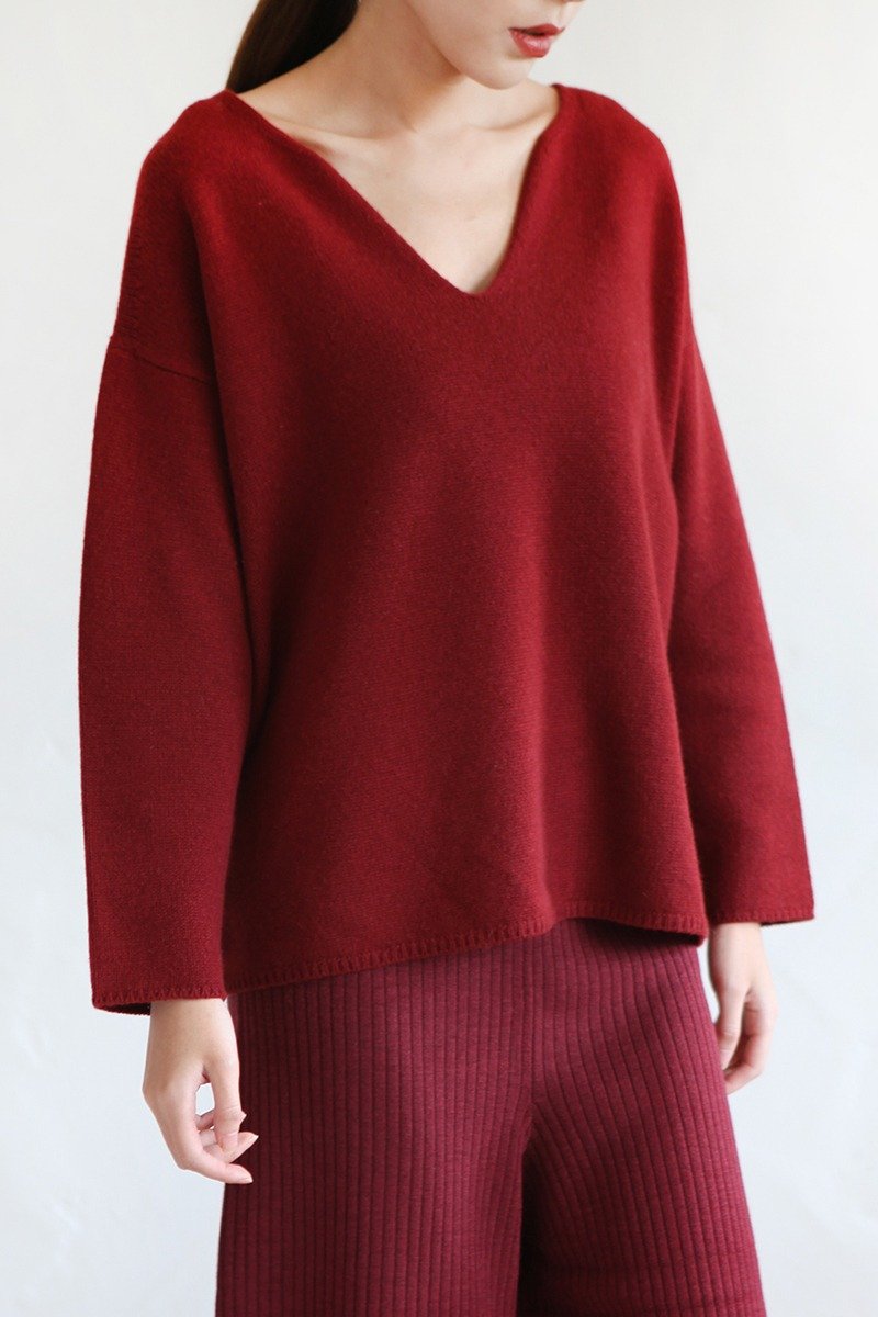 KOOW   巴罗萨谷 露锁骨鸡心V领毛衣 澳洲羊毛羊绒针织衫 - 女装针织衫/毛衣 - 羊毛 