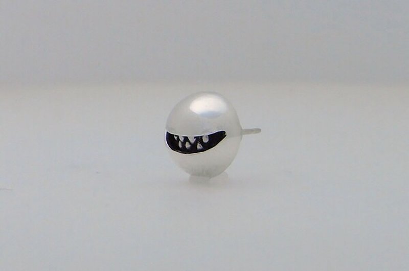 smile ball_S Pierce type:B (s_m-O.39) 微笑 銀 耳釘 穿孔耳环 sterling silver stud earring - 耳环/耳夹 - 纯银 银色
