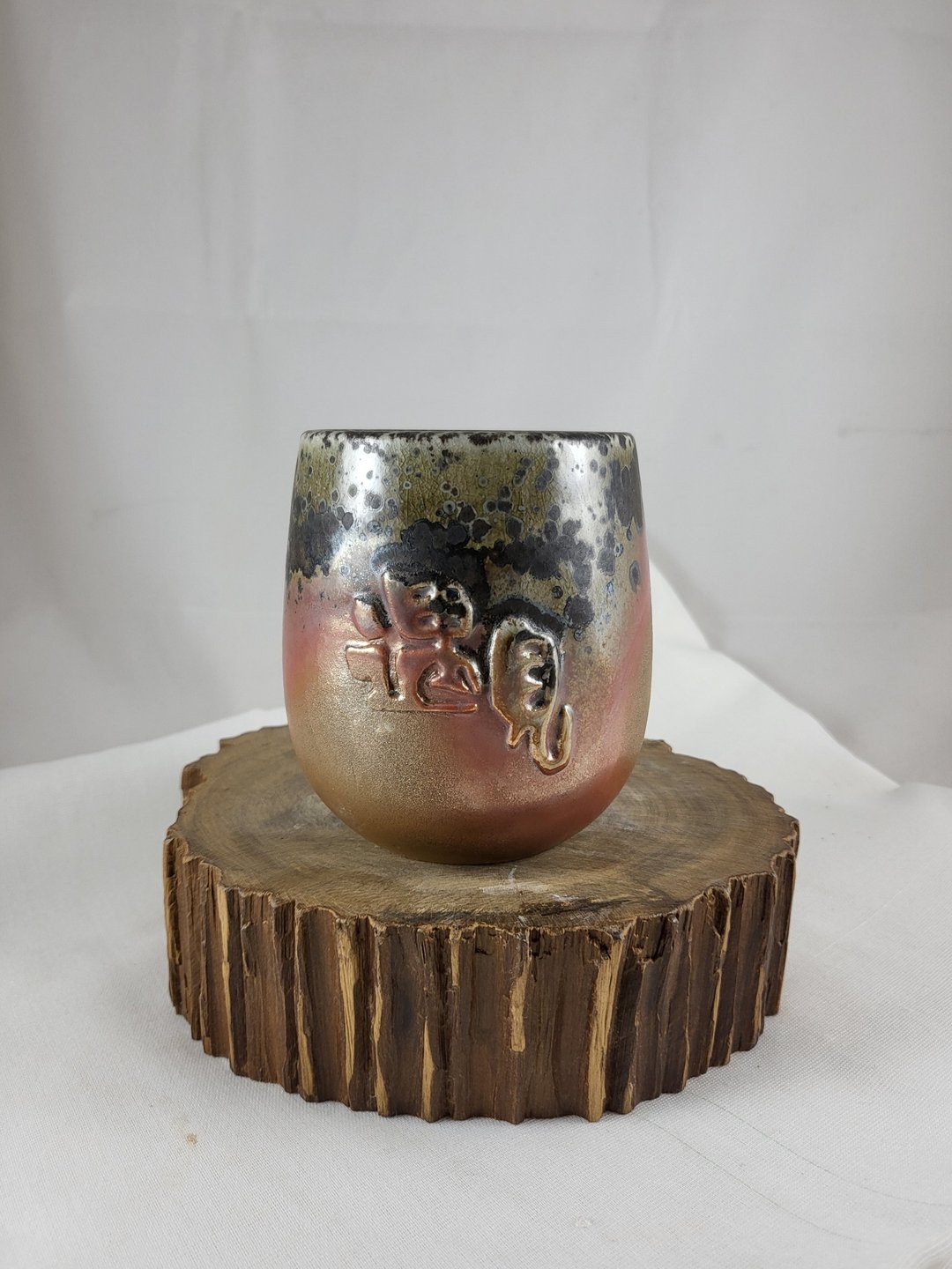 遇见柴烧陶刻手工茶杯 - 茶具/茶杯 - 陶 咖啡色