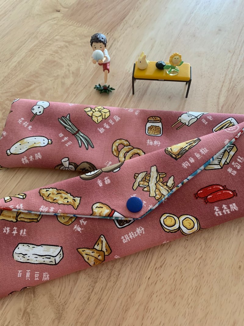 文青风环保纯棉筷袋 深夜美食 浪漫粉嫩 日本 潮物 收纳 手作餐具 - 收纳用品 - 棉．麻 粉红色