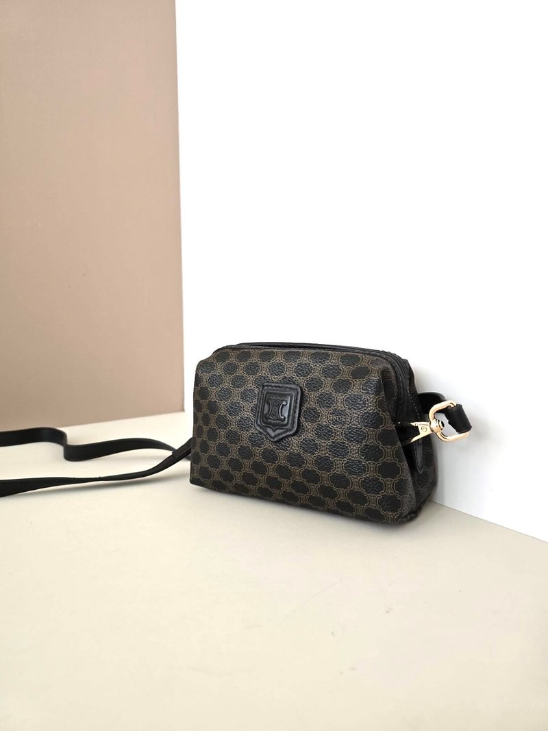 稀有中古包 Celine黑色老花云朵包 单肩包 侧背包 斜背包 古董 - 侧背包/斜挎包 - 真皮 黑色