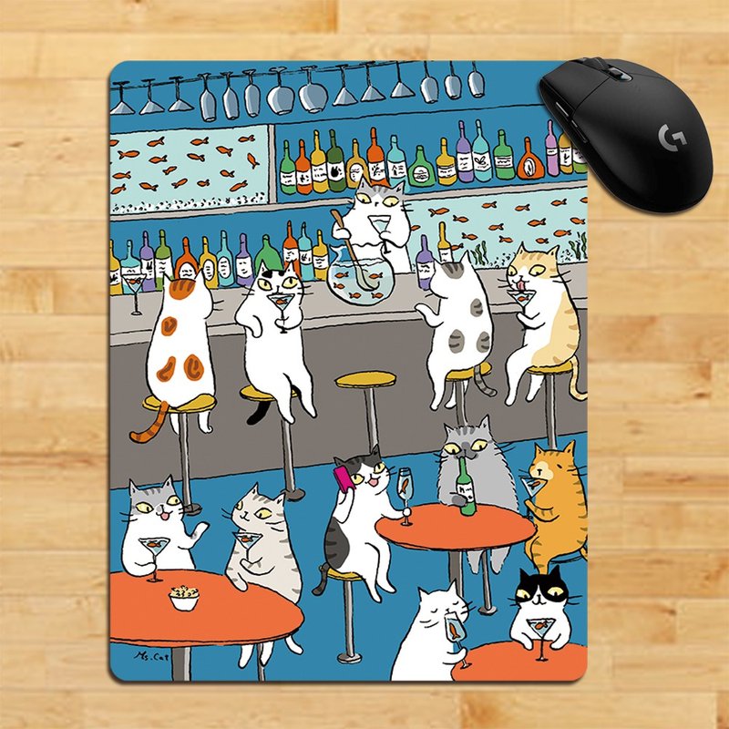 3猫小铺~鱼尾酒鼠标垫(插画家:猫小姐) - 鼠标垫 - 聚酯纤维 多色