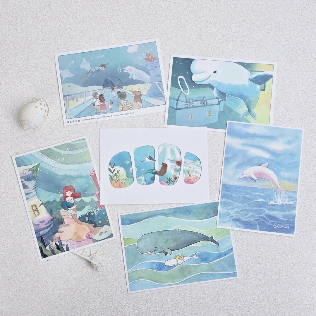 | 微光 Ocean | 插画明信片_海洋世界系列 - 卡片/明信片 - 纸 蓝色