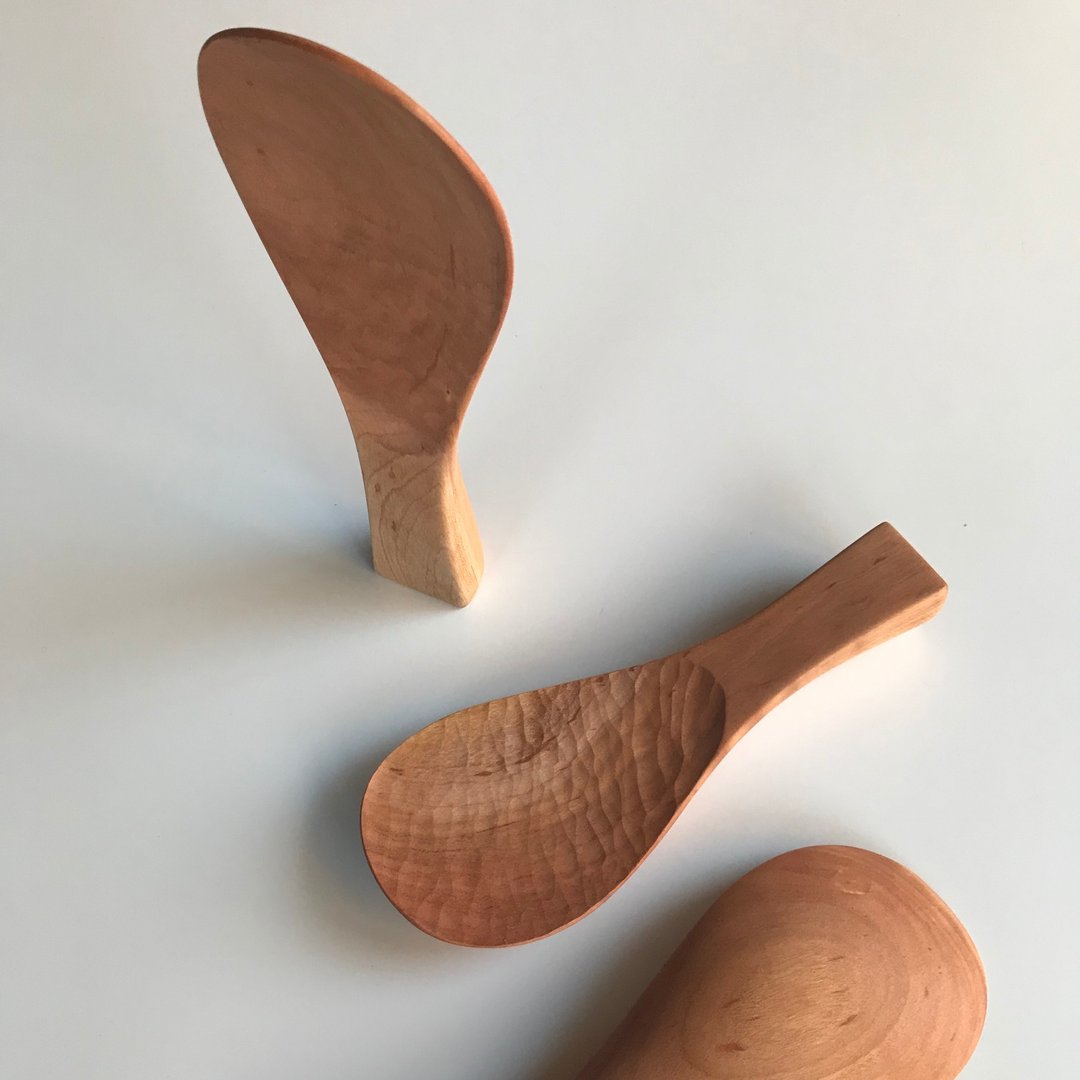 Yamazakura standing rice scoop - 餐刀/叉/匙组合 - 木头 咖啡色