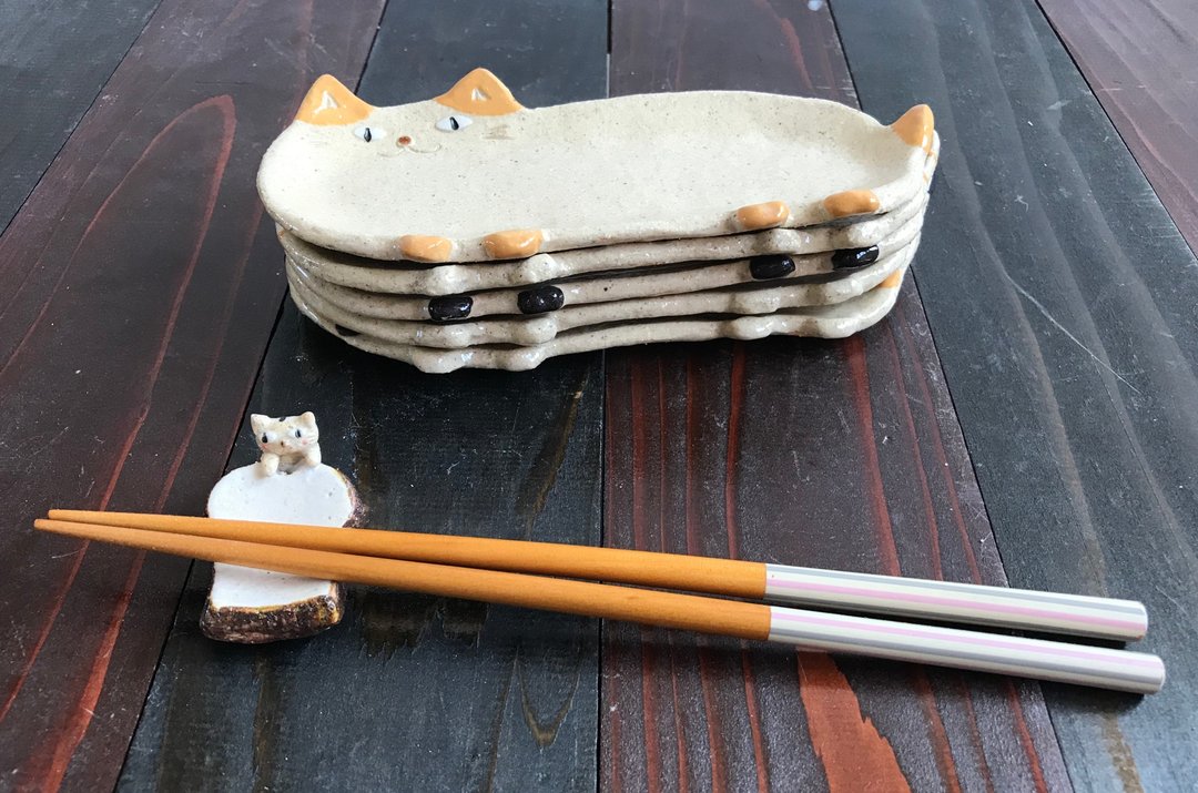 A set of 5 dishes of cat dishes   BASIC series. - 盘子/餐盘/盘架 - 陶 白色