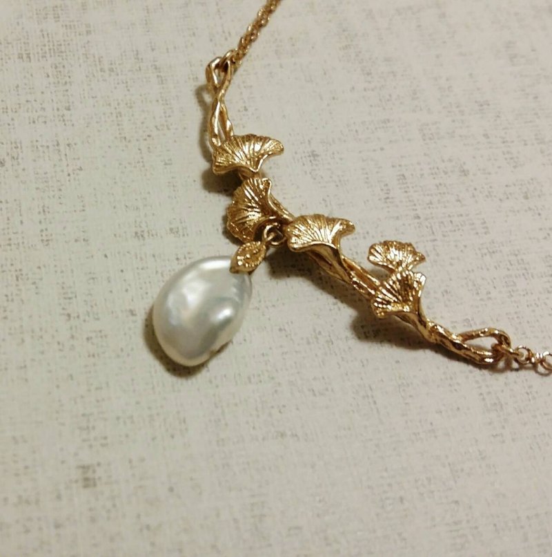 【维纳斯系列】飘落的银杏* 天然巴洛克珍珠 项链 订制 轻珠宝 - 项链 - 珍珠 银色