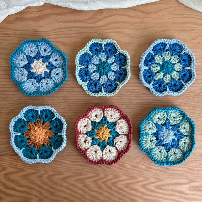 纯棉编织花砖垫子 - 杯垫 - 棉．麻 多色