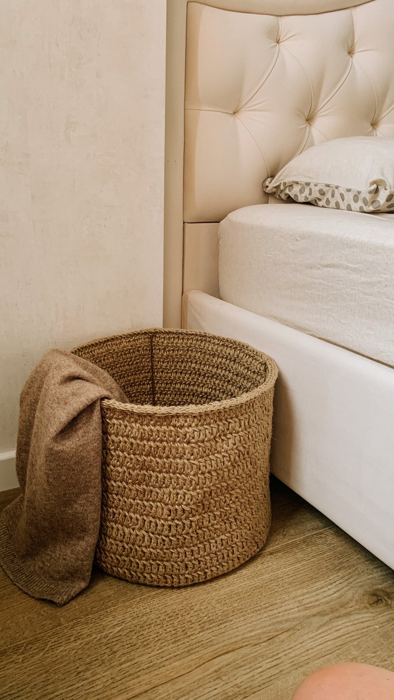 钩针编织北欧篮子植物 花盆 - 置物架/篮子 - 棉．麻 卡其色