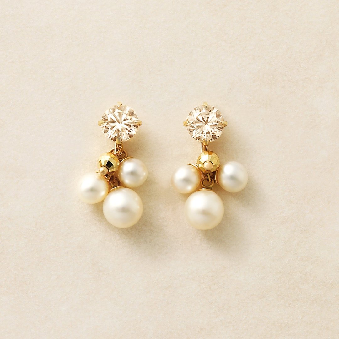 【Second Earrings】 18K 黄金香槟色立方氧化锆耳环 - 耳环/耳夹 - 贵金属 