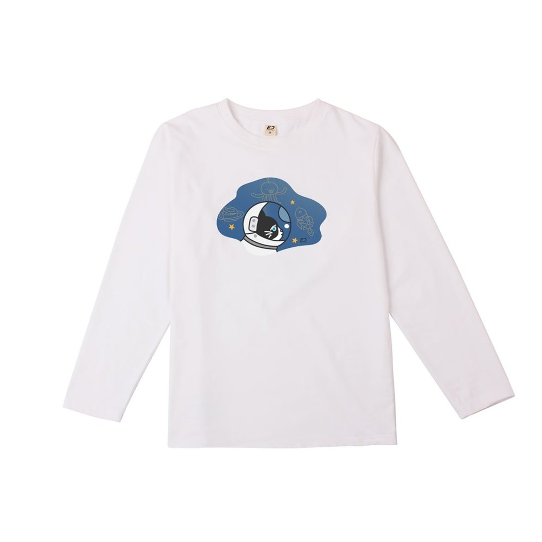 【猫の日】猫猫宇航员 长T/女上衣/男上衣/T-Shirt - 女装 T 恤 - 棉．麻 白色