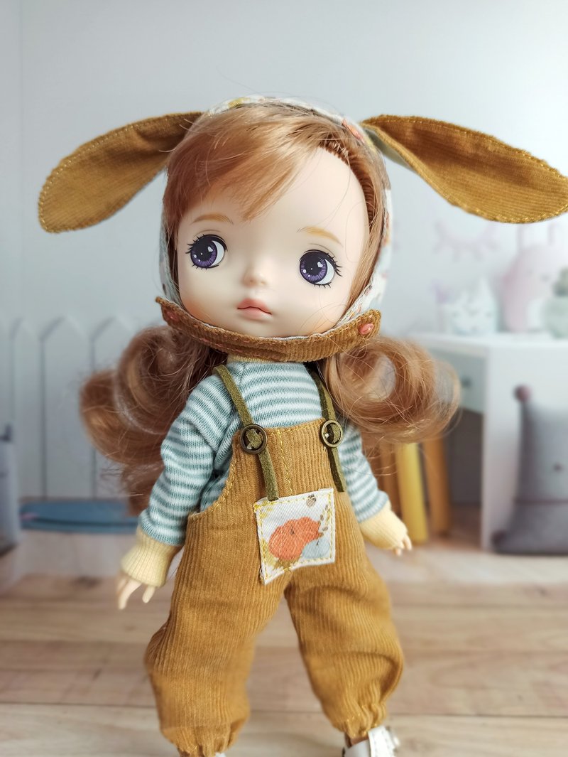 Jumpsuit, hat + knitted sweater for Xiaomi monst dolls - 玩具/玩偶 - 棉．麻 