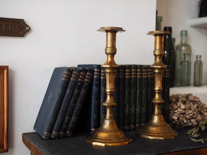 英国1930年代古董黄铜烛台 单个出售 - 摆饰 - 铜/黄铜 