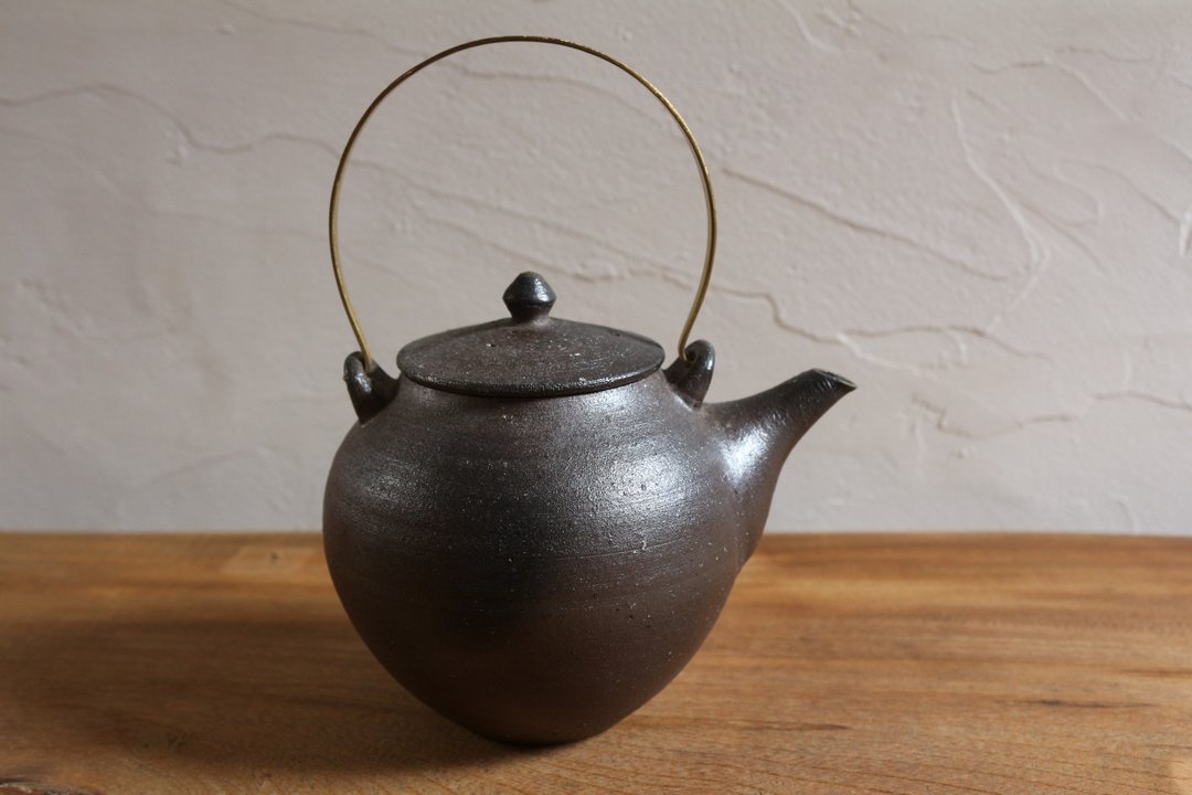 Plenty of Kyusu with brass handle - 茶具/茶杯 - 陶 咖啡色