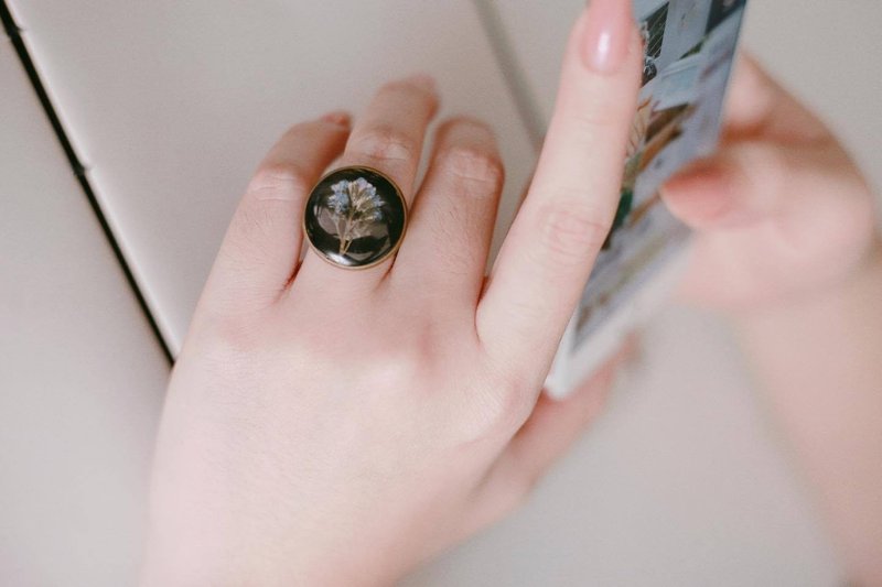 Forget ma not -Ring (Bronze color)20 mm - 戒指 - 植物．花 蓝色