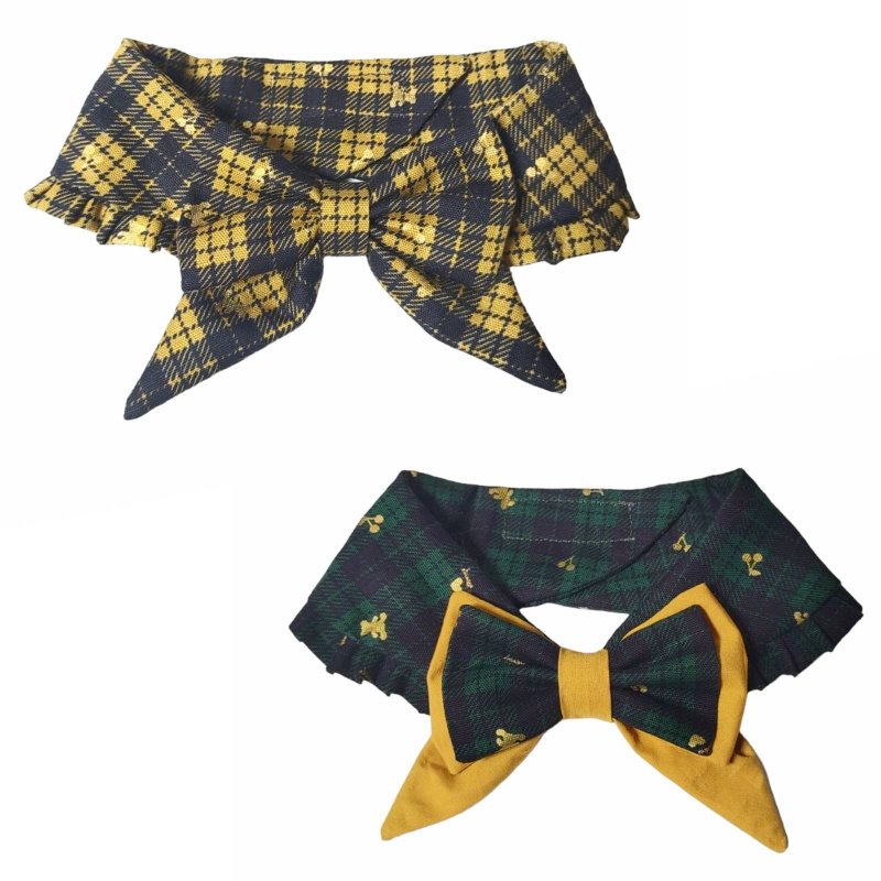 蝴蝶结领 - 花呢格纹 (2色) - 衣/帽 - 棉．麻 多色