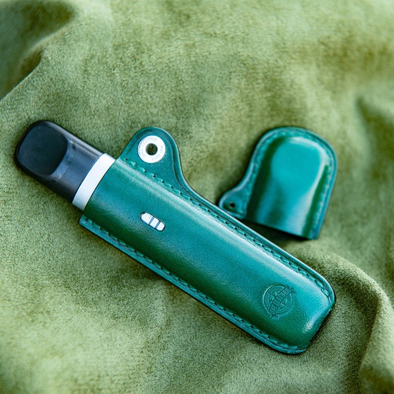 情人节礼盒 客制化礼物 适用relx悦刻5代幻影电子皮套便携保护套 - 收纳用品 - 真皮 绿色