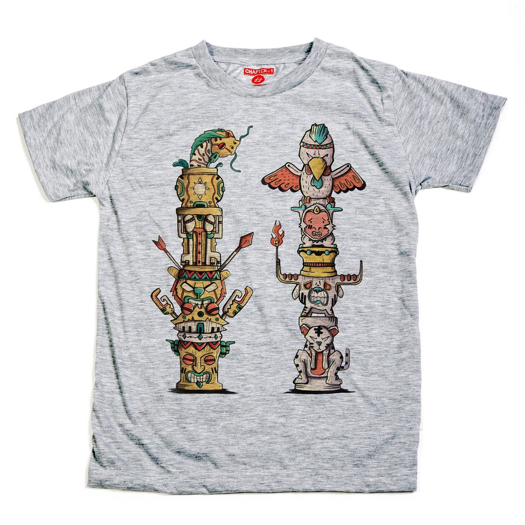 Totem pole unisex men woman cotton mix Chapter One T-shirt - 男装上衣/T 恤 - 棉 白色