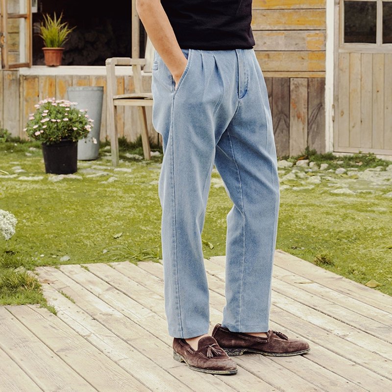 SOARIN复古那不勒斯水洗牛仔裤(252TF213) - 男士长裤 - 棉．麻 蓝色