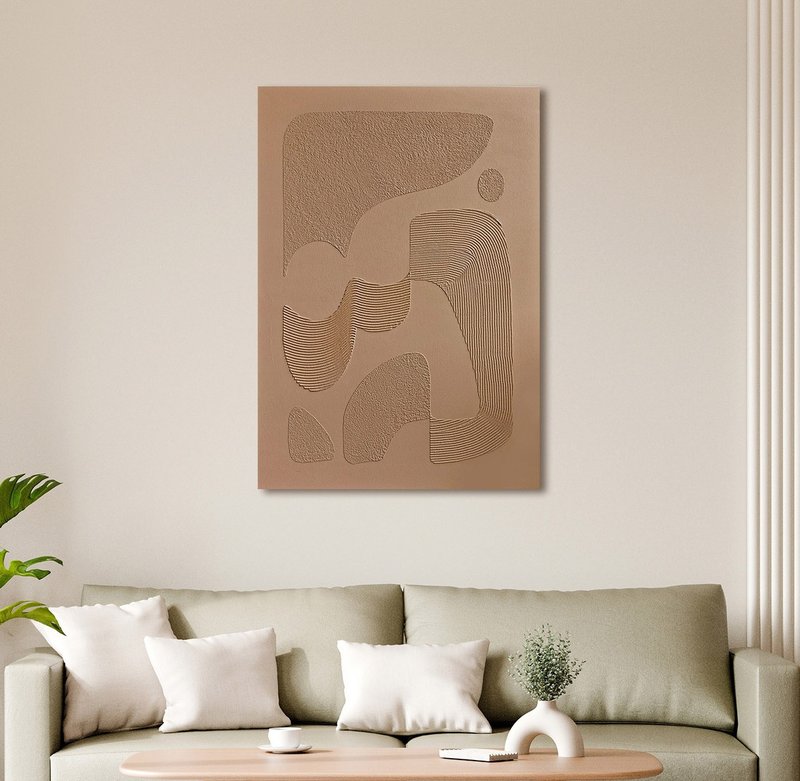 纹理墙面艺术 | 纹理帆布艺术 | 纹理绘画 | Biege bay - 墙贴/壁贴 - 棉．麻 咖啡色