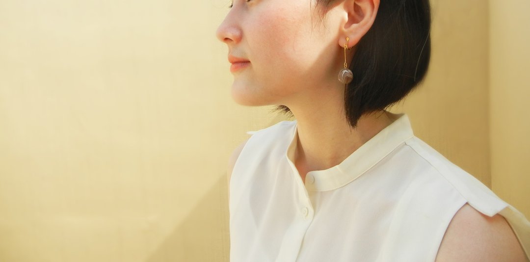 *coucoubird*褐白混色软陶耳环/延长式 - 耳环/耳夹 - 陶 咖啡色